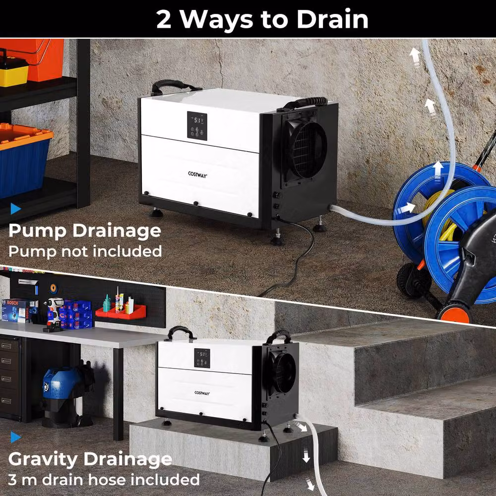 Costway Commercial Crawl Space Dehumidifier with 3 Modes, Black – 6