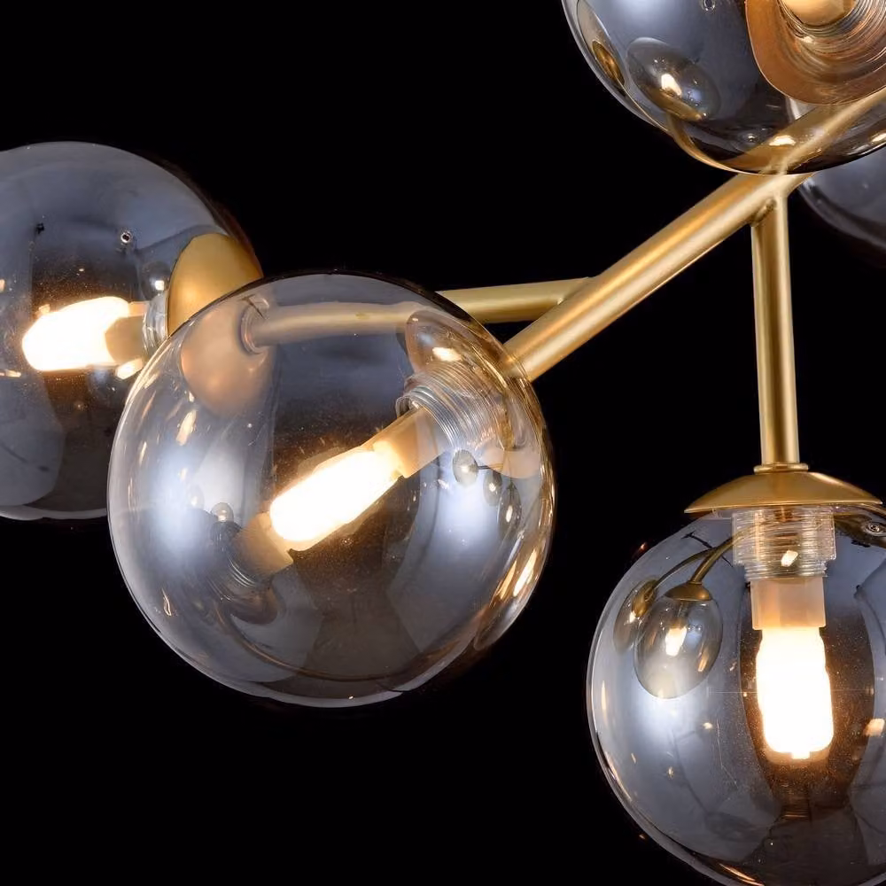 Netlighting Dallas Semi Flush Ceiling Lamp in Gold/Brass with 12 G9 Lights – 3