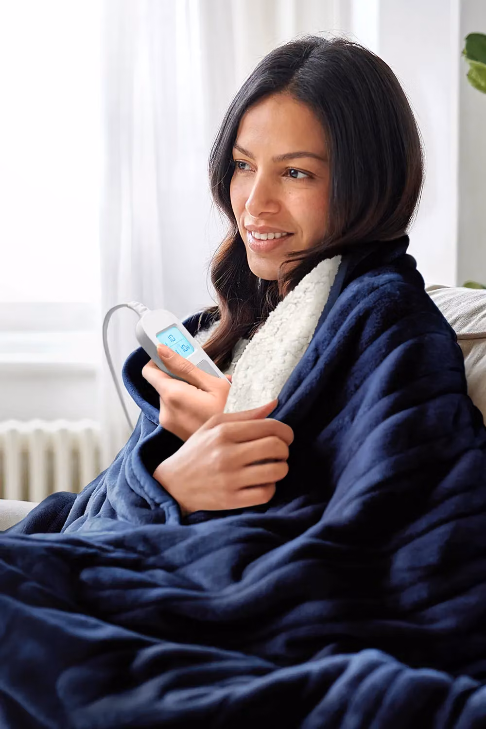 Cosi Home Fleece and Sherpa Electric Heated Throw in Blue, W/D/H: 160 x 130 x 10 cm – 4