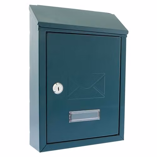 Burg-Wächter Avon Rear Entry Wall Mounted Galvanised Steel Lockable Weatherproof Post Box, Green, W: 21 cm, D: 30 cm, H: 7 cm – 1
