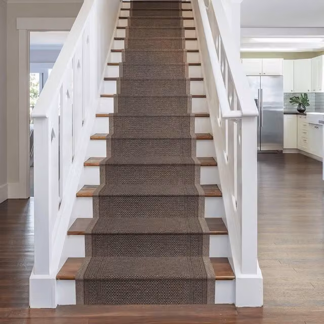 runrug Aztec Stair Runner Carpet, Non-Slip, Light Brown, W: 80 cm, L: 660 cm – 1