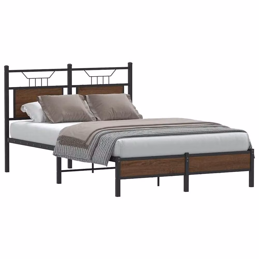 Berkfield Home Decorative Small Double Bed Frame in Brown Oak, W/D/H: 120 x 200 x 91.5 cm – 2