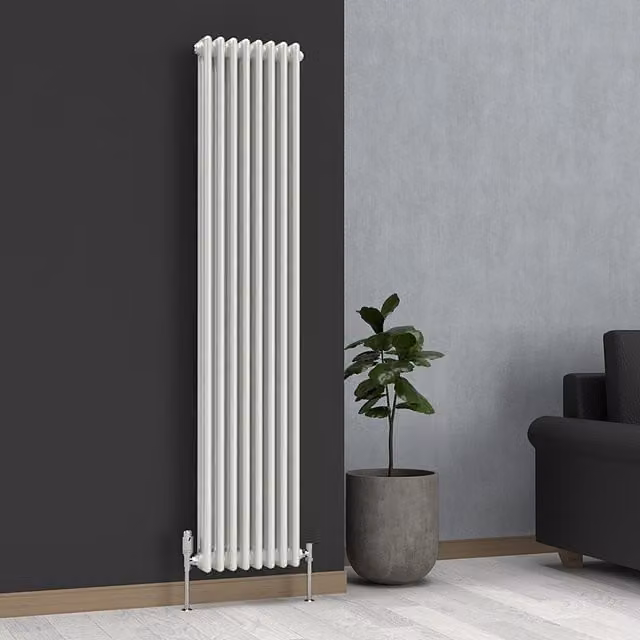 Lux Heat White Vertical 3-Column Traditional Steel Radiator, H 180 cm x W 38 cm