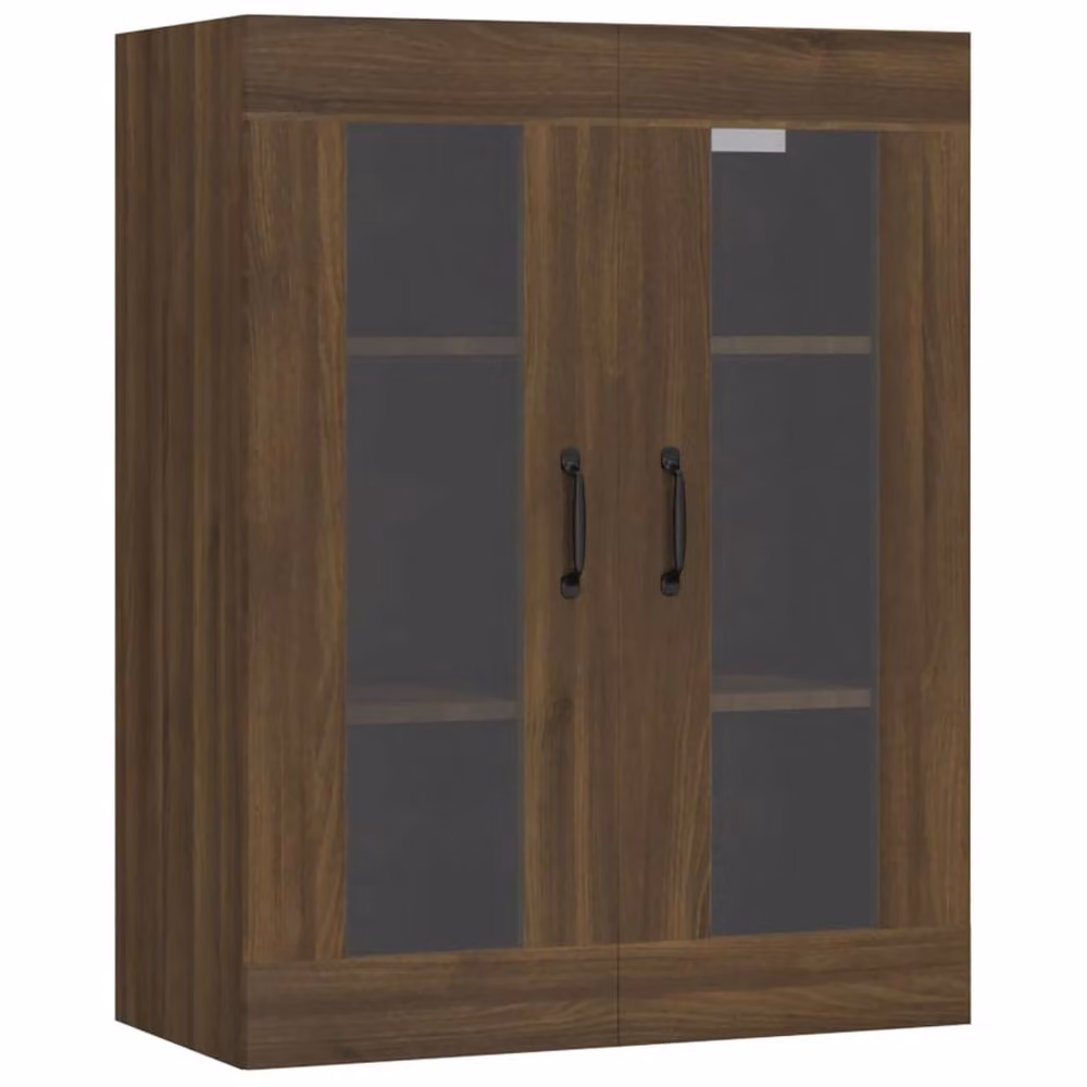 Berkfield Home Hanging Wall Cabinet with Glass Doors, Brown Oak, W/D/H: 69.5 x 34 x 90 cm – 2