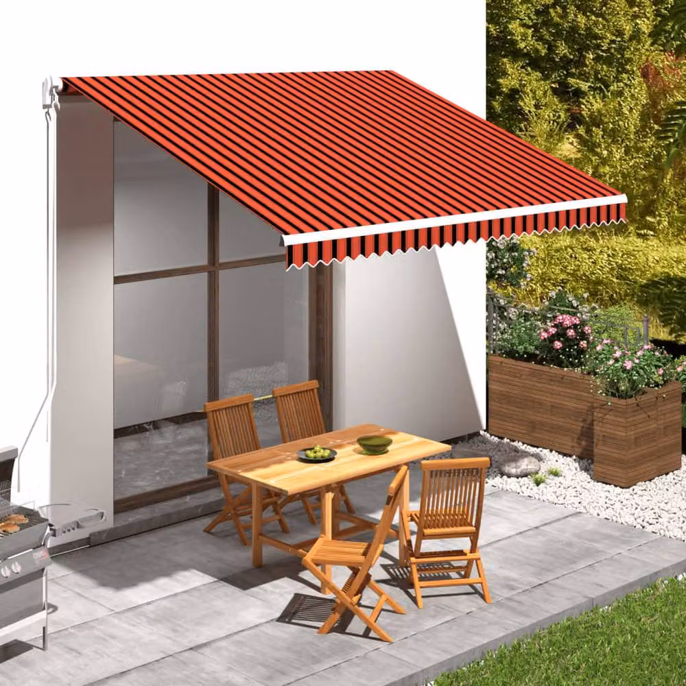 Berkfield Home Polyester Awning Sunshade Canvas in Orange and Brown, W: 400 cm, D: 300 cm – 2