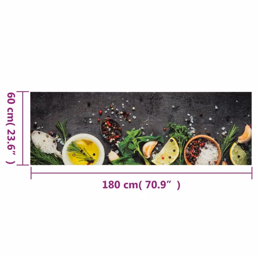 Berkfield Home Spices Washable Velvet Kitchen Rug, Multicolour, W: 60 cm, L: 180 cm – 2