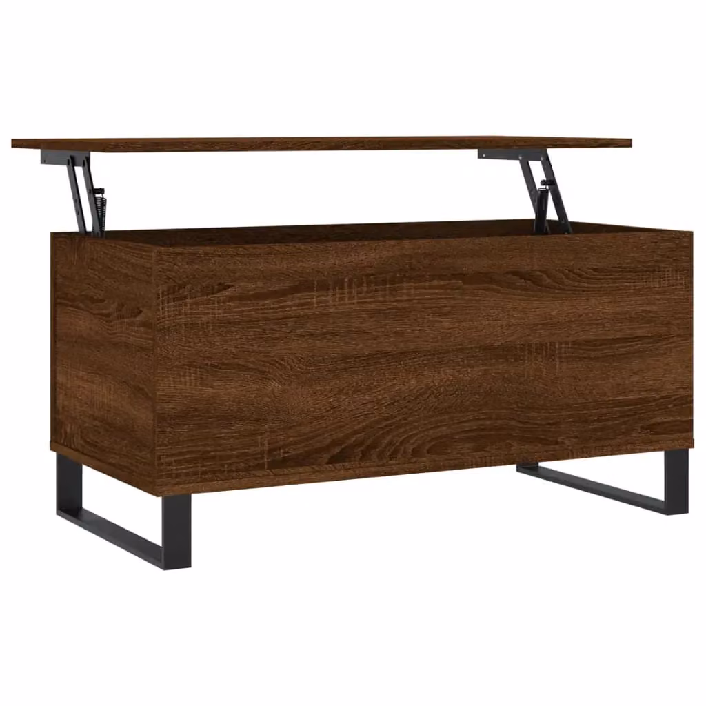 Berkfield Home Modern Brown Oak Coffee Table with Lift Mechanism, W: 90 cm, D: 44.5 cm, H: 45 cm – 2