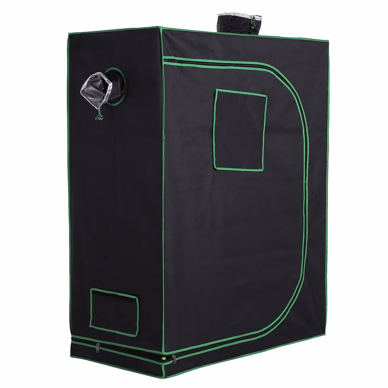 OUTSUNNY Mylar Hydroponic Grow Tent with Floor Tray for Indoor Plants, Black, W/D/H: 120 x 60 x 150 cm – 2