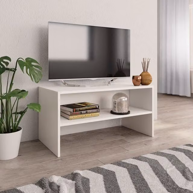 Berkfield Home White TV Cabinet in Engineered Wood W/D/H: 80 x 40 x 40 cm