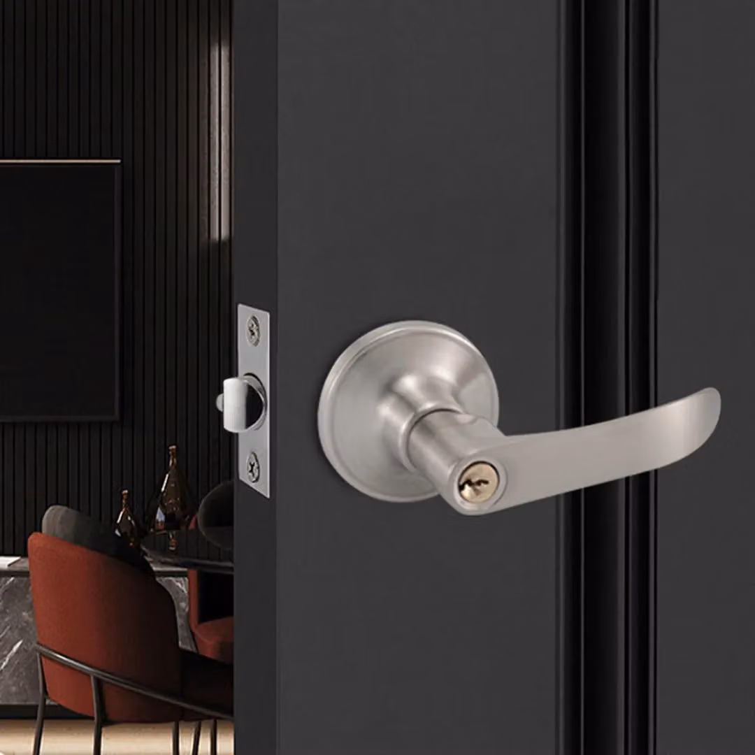 SPETLEK Home Entry Lever Three-Handle Door Lock Set in Silver Stainless Steel – 4