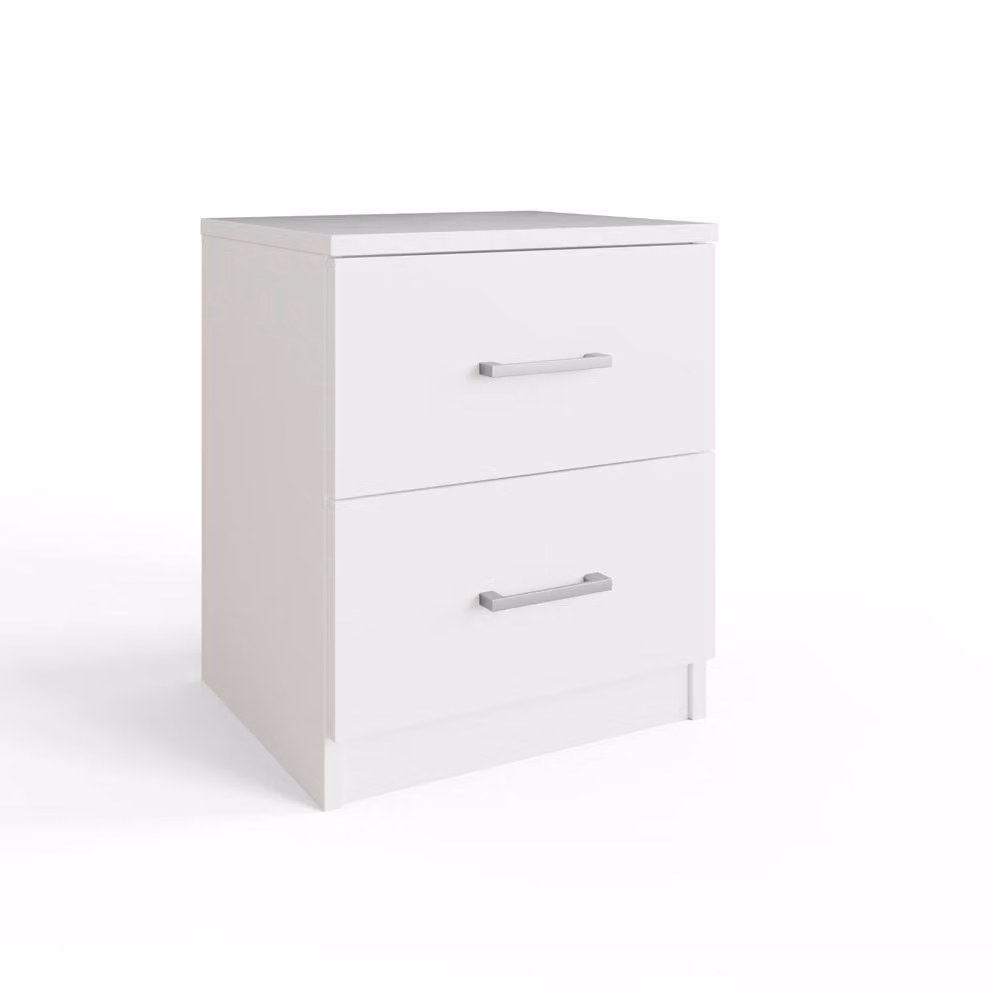 GFW Bailey 2 Drawer Bedside Table in White – 2