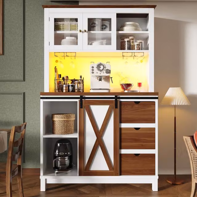 Aosom UK Modern Tall White Cabinet with App-Controlled RGB LED Lighting and Music Sync, W: 40 cm, D: 40 cm, H: 180 cm