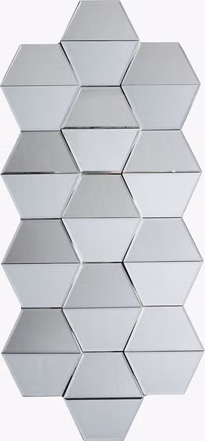 Perch & Parrow Geometric Honeycomb Hanging Mirror in Silver Glass