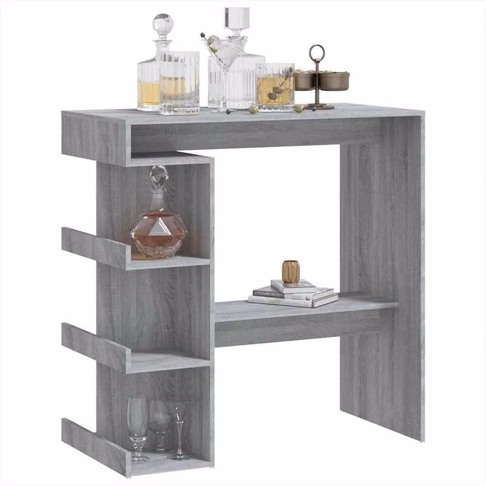 Berkfield Home Modern Rectangular Bar Table with Storage Rack in Grey Sonoma, W/D/H: 100 x 50 x 101.5 cm – 3