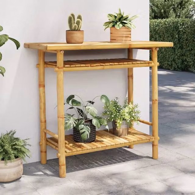 Berkfield Home Bamboo Console Table in Brown, W/D/H: 90 x 37 x 75 cm