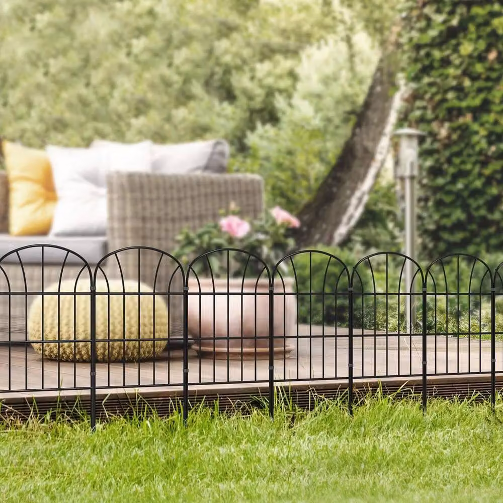 Hinsinc 8-Piece Decorative Metal Garden Fencing Border Edging, Black – 5
