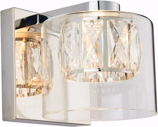 Endon Verina Single Light Wall Lamp in Chrome with Transparent Glass and G9 Base