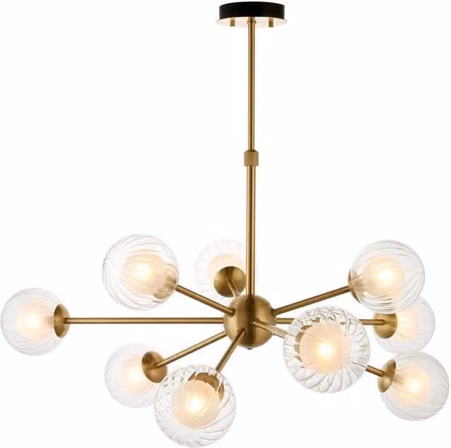 Netlighting ROME Dimmable Multi Arm Glass Pendant Ceiling Lamp in Yellow and Gold/Brass – 1