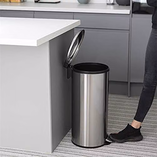 Calitek 30 Litre Stainless Steel Pedal Kitchen Bin with Removable Inner Bucket and Soft Close Lid in Silver – 4