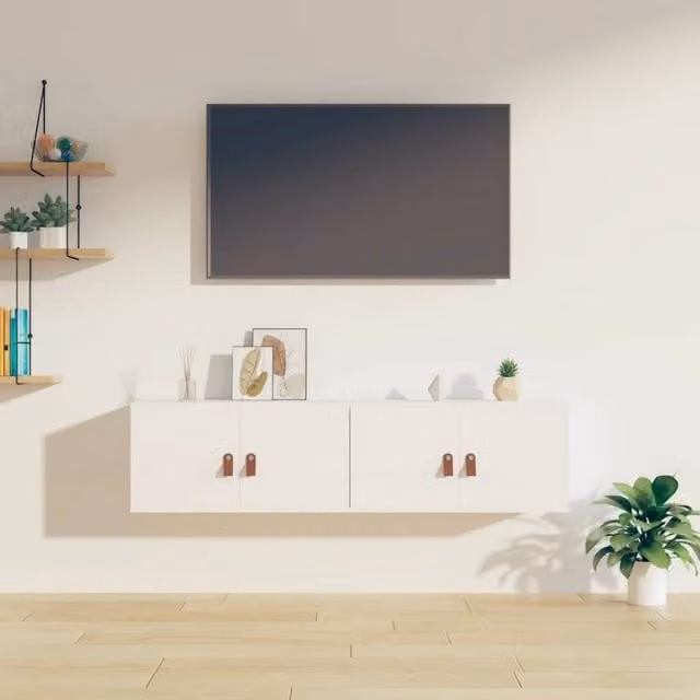 Berkfield Home Set of 2 White Solid Wood Pine Wall Cabinets, W: 60 cm, D: 30 cm, H: 30 cm – 1