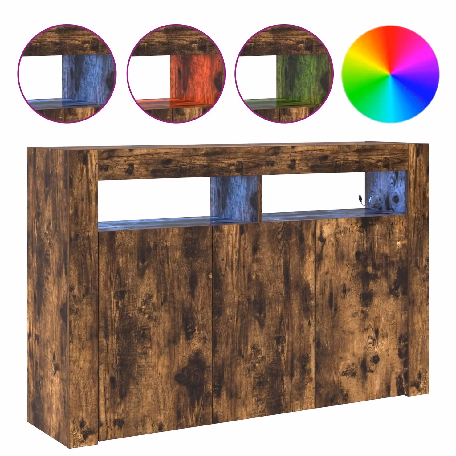Berkfield Home Modern Smoked Oak Sideboard in Brown, W/D/H: 116 x 30 x 75 cm – 4