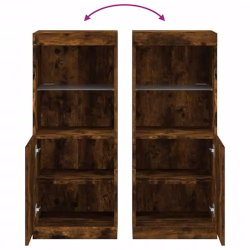 vidaXL Modern Sideboard with Integrated LED Lights in Smoked Oak, W/D/H: 41 x 37 x 100 cm – 3