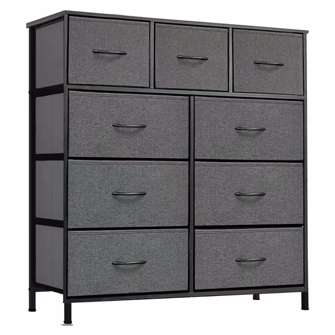SPETLEK 9 Drawer Fabric Chest of Drawers and Bedside Organiser in Dark Grey – 3