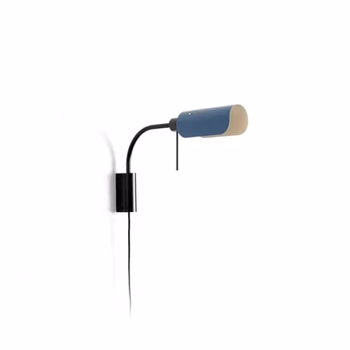 Faro Barcelona Martinica Small Reading Wall Light in Black and Blue with E27 Bulb Holder – 1