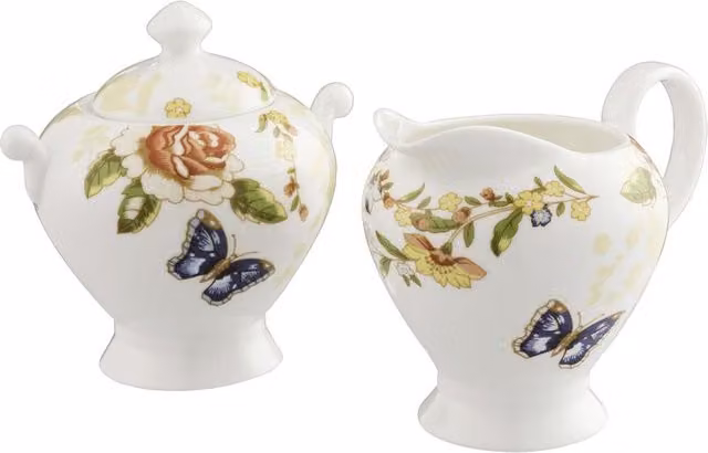 Aynsley Cottage Garden Multicolour Floral Bone China Cream and Sugar Set