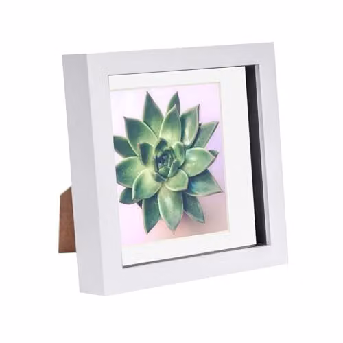 Nicola Spring White Square 3D Shadow Box Photo Frame with Glass Aperture – 1