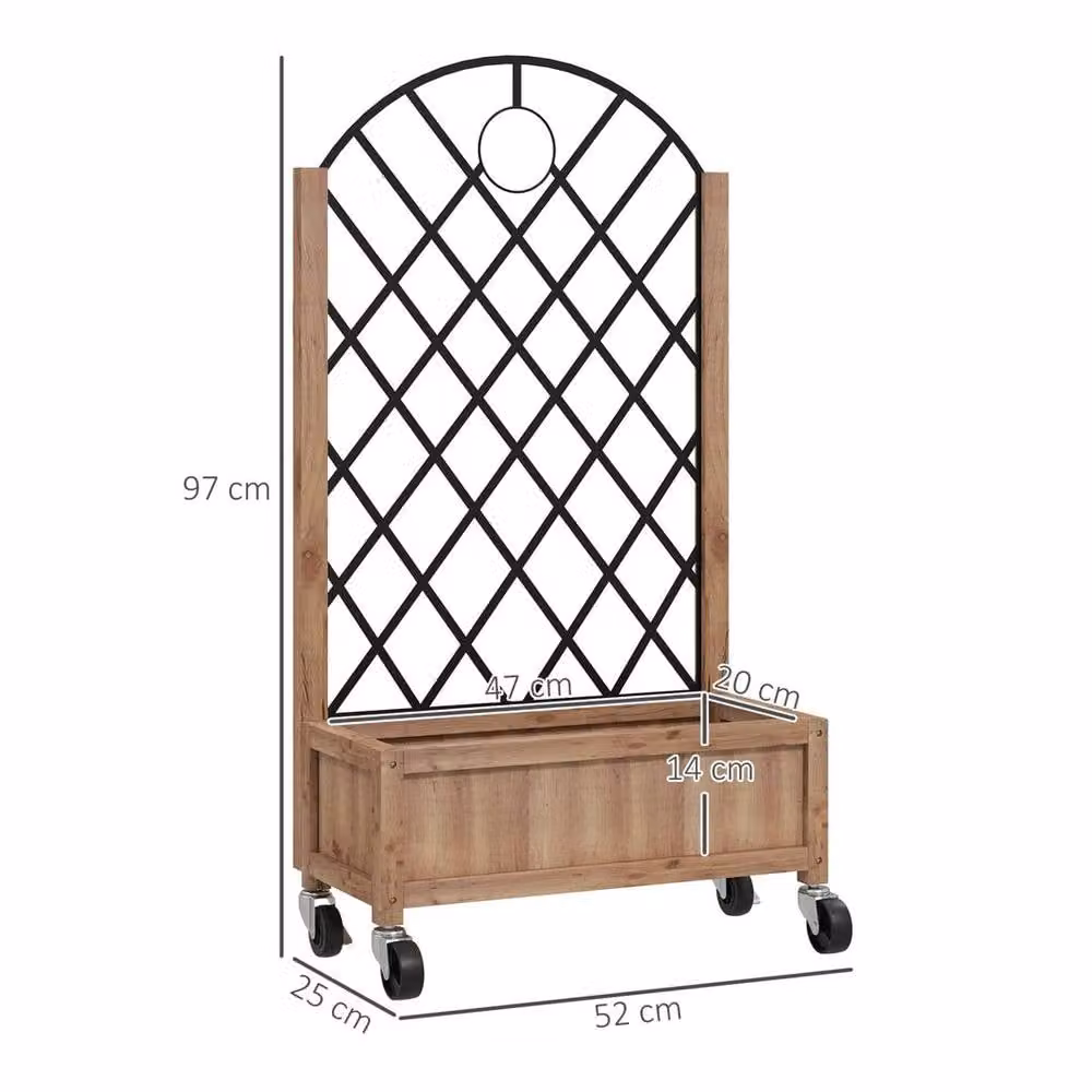 VOGREX Pack of 2 Brown Wooden Raised Bed Outdoor Planter Boxes with Metal Trellis – 2