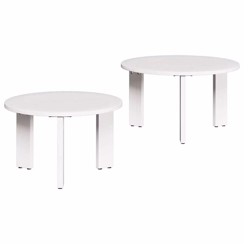 Berkfield Home Modern Nested Coffee Table Set in White, 2 Pieces, W/D/H: 47.5 x 47.5 x 27 cm – 2