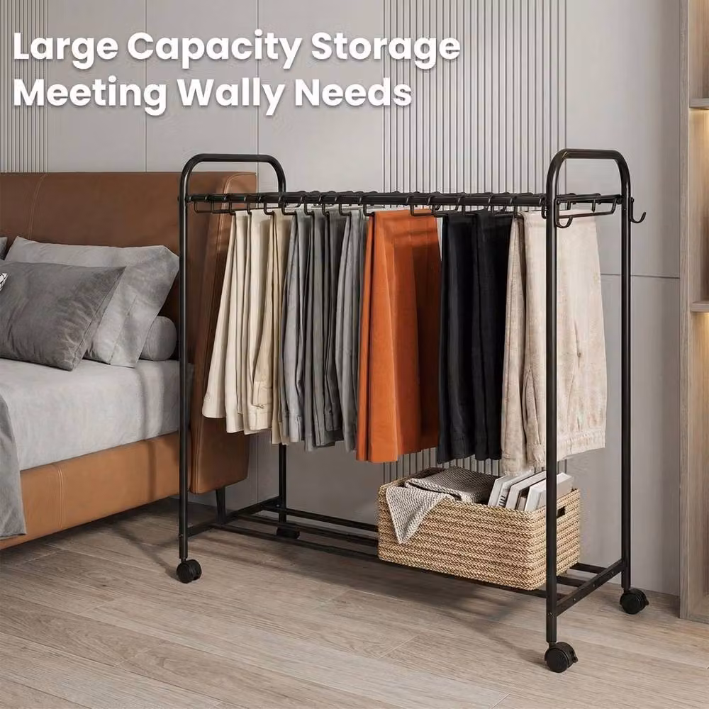 VOGREX Floor Standing Pants Trolley Trouser Hanger with 4 Wheels, Black – 3