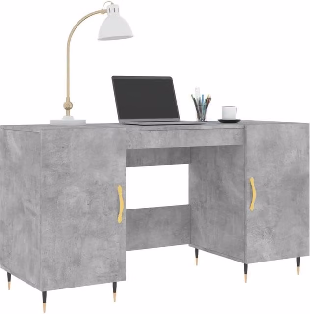 Berkfield Home Elegant Writing Desk in Concrete Grey, W/D/H: 140 x 50 x 75 cm – 1