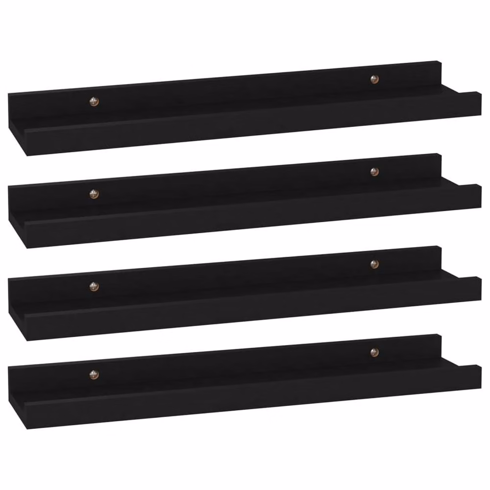Berkfield Home Decorative Wall Mounted Shelves, 4 Piece Set, Black, W: 40 cm, D: 9 cm, H: 3 cm – 3