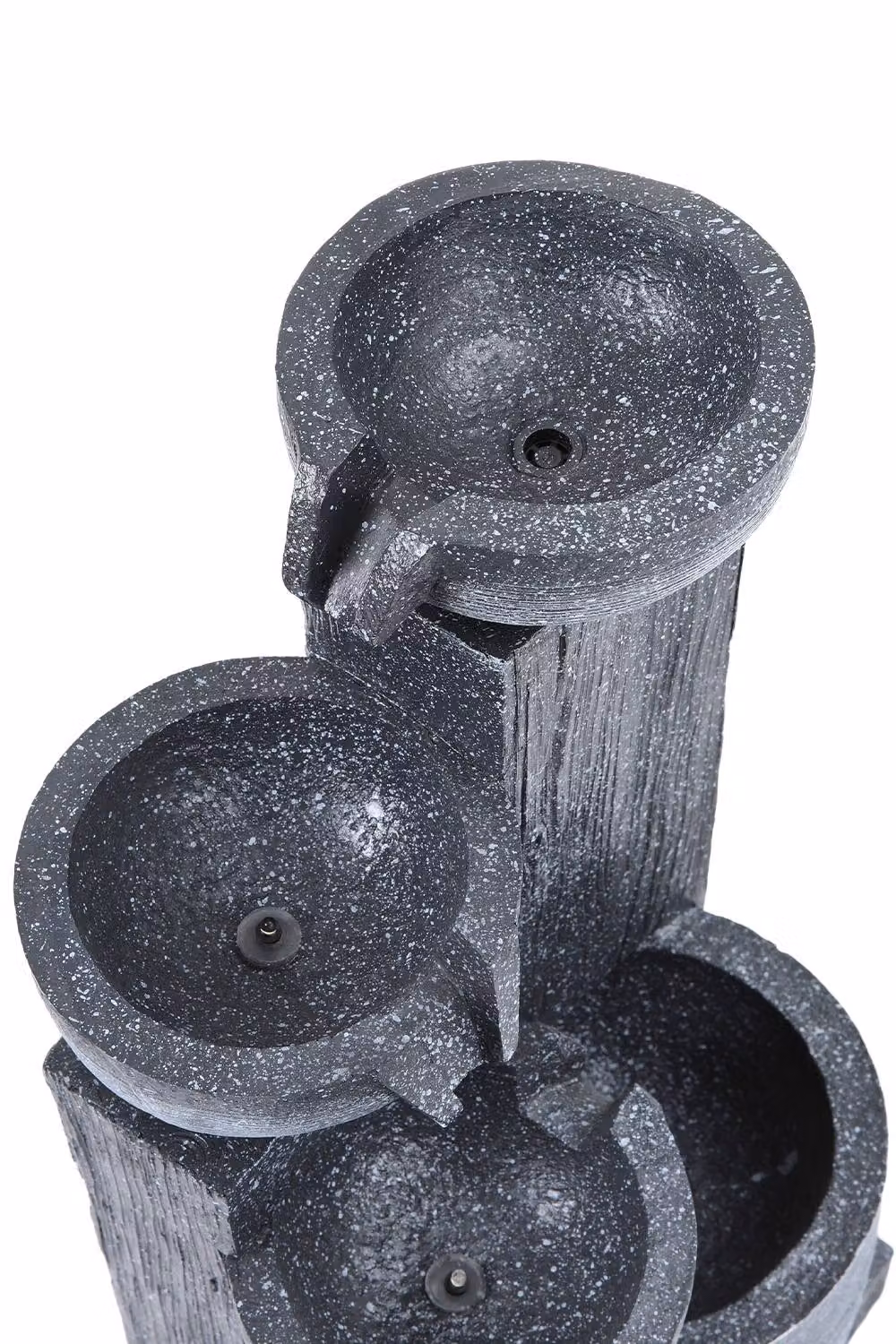 Garden Sanctuary Solar-Powered Cascade Rockery Water Feature in White and Grey Stone – 5