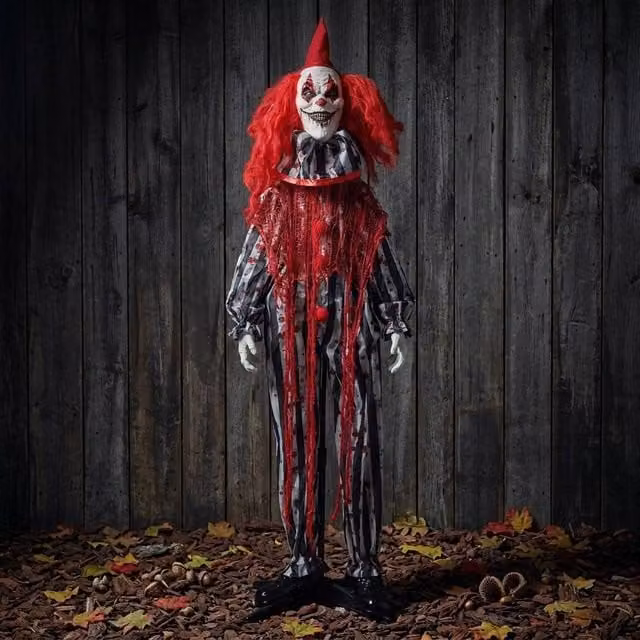 Garden Greatness Animated Life-Size Evil Clown Halloween Decoration, Multicolour