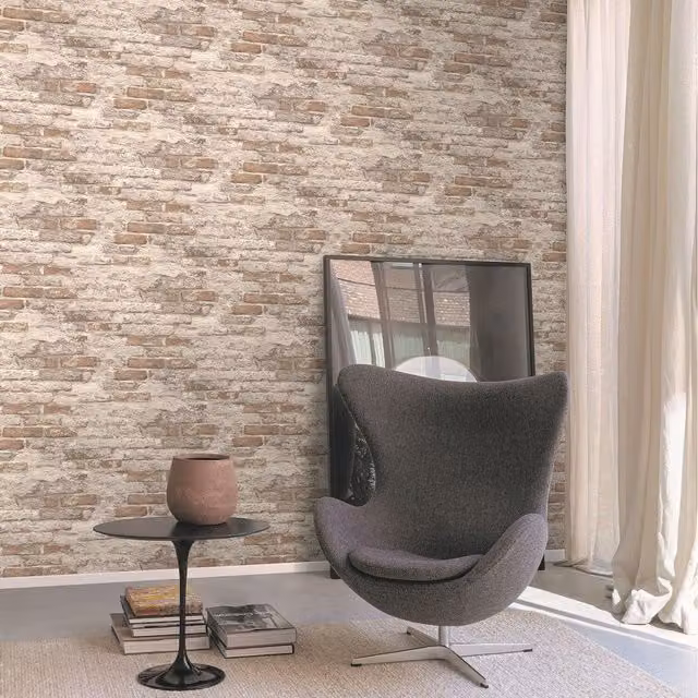 Grandeco Industrial Textured Battersea Brick Wallpaper in Red