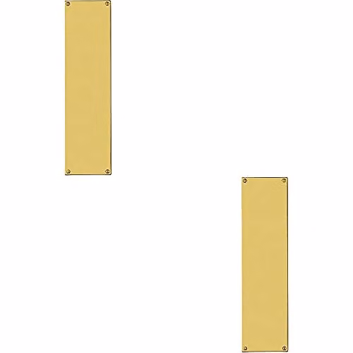 Loops 2 Pack Polished Brass Flat Door Finger Plates, W: 77 mm x H: 304 mm