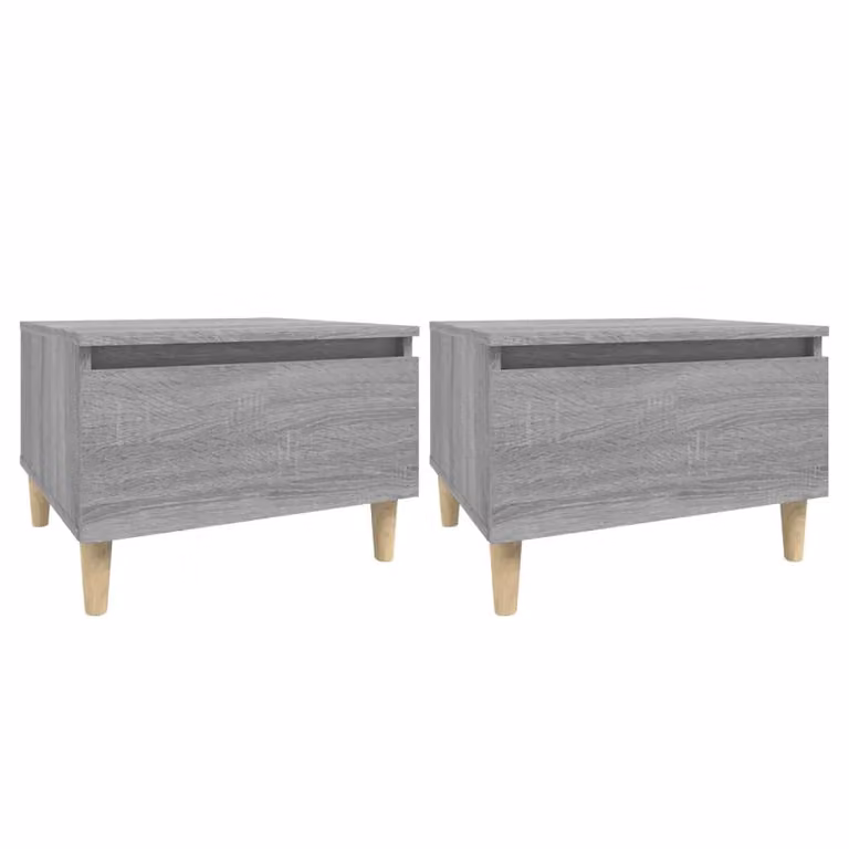 Berkfield Home Set of 2 Grey Sonoma Side Tables, W/D/H: 50 x 46 x 35 cm