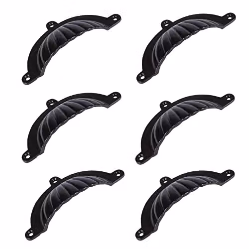 Hammer and Tongs Fluted Cabinet Drawer Pull, Matt Black Iron, Pack of 6, W: 13 cm, H: 6 cm – 2
