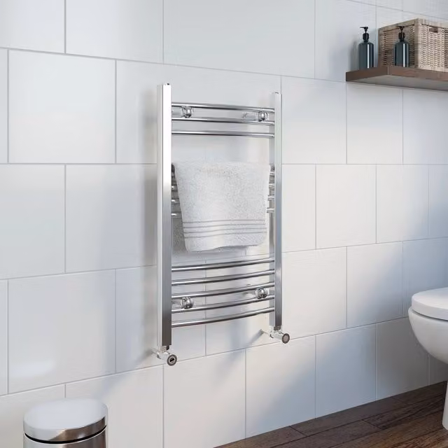 Heatsync Curved Steel Heated Towel Rail in Silver