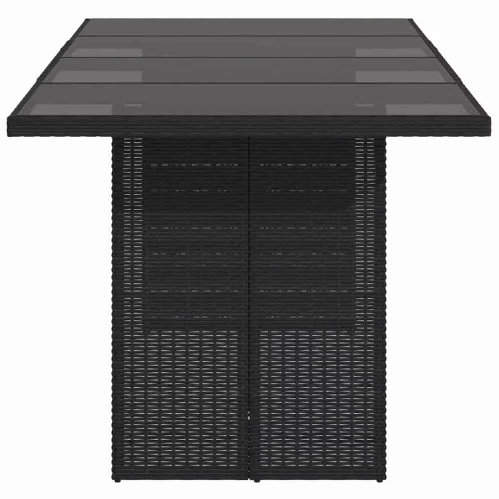 Berkfield Home Black Poly Rattan Extendable Garden Table with Glass Top, W/D/H: 190 x 80 x 75 cm – 3