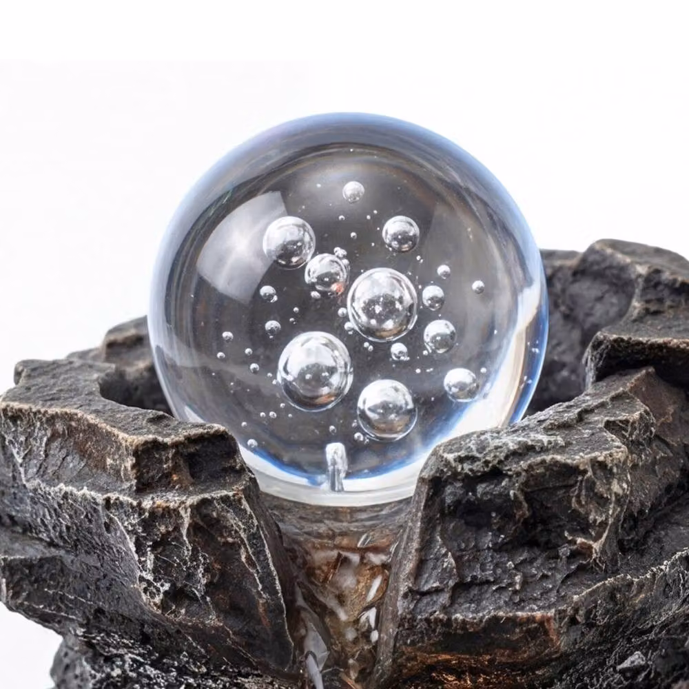 Spector Tabletop Water Feature Fountain with LED Glass Ball in Brown – 3