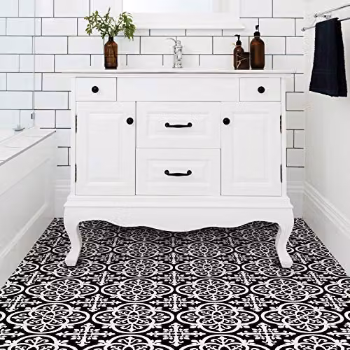 WallPops Gothic Self-Adhesive Peel and Stick Floor Tiles, Black, Set of 10, W/D/H: 30.48 x 30.48 x 0.26 cm – 2