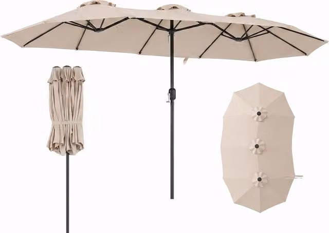 COSTWAY White Double-Sided Cantilever Outdoor Umbrella