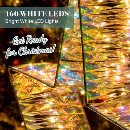 The Christmas Workshop Iridescent Light-Up Metal Star with 160 White LEDs, Diameter: 65 cm – 3