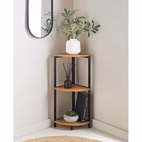 Spot on dealz 3-Tier Corner Storage Shelves, Black and Brown Modern Freestanding Bookshelf, W/D/H: 24 x 24 x 65 cm – 2