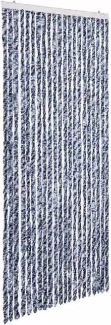 Berkfield Home Striped Chenille Insect Curtain in Blue, White and Silver, W/H: 90 x 220 cm – 1