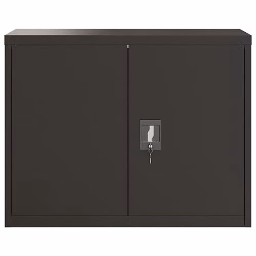vidaXL Modern Black Metal File Cabinet with Lock and Adjustable Shelves, W/D/H: 90 x 40 x 110 cm – 4